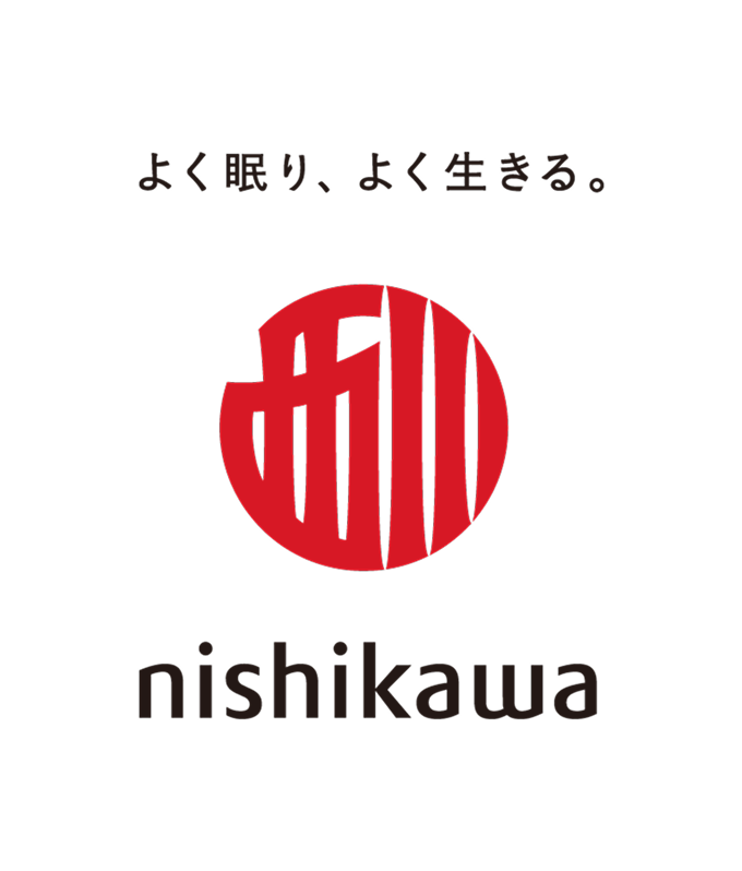 nishikawa標誌與品牌訊息「好眠，好生活。」